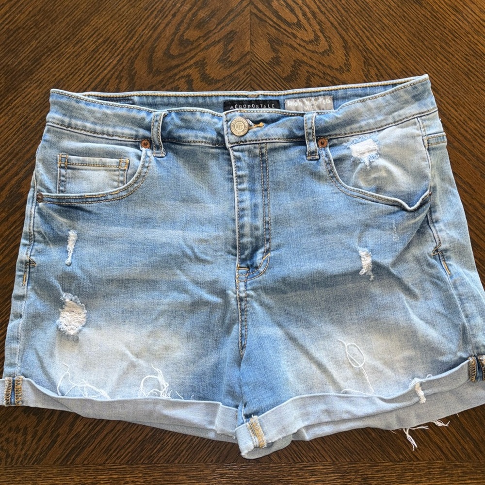 Aeropostale high waisted midi distressed jean shorts Size 12